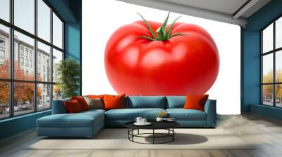 Tomato vegetable isolated on white or transparent background. One fresh tomato.  Wall mural