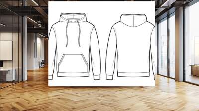 Blank Men's hoodie in front, back views. Kangaroo pocket on front Wall mural