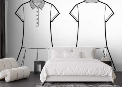 Girls Polo Dress Illustration Isolated on a White Background Wall mural