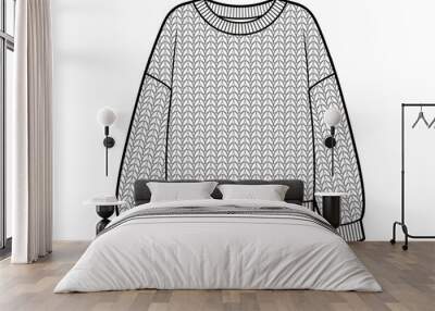 Knitted classic sweater, fashion flat sketch template Wall mural