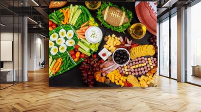 Party table for watching american football game. Wall mural