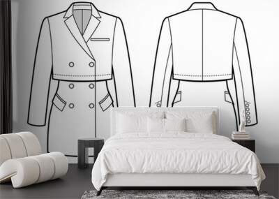 Womans elegant suit crop jacket and skirt Wall mural