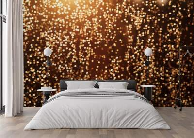 glitter festive christmas lights background. light and gold Wall mural