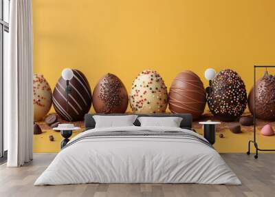 chocolate easter eggs holiday background Wall mural