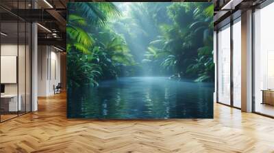 lake in tropical forest beautiful landscape Wall mural