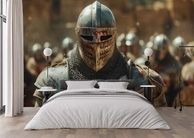 medieval knight in armor crusader Wall mural