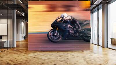 motorcycle racer rides on a sports track Wall mural