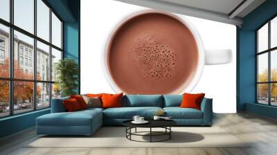 A cup of hot chocolate isolated on transparent background, top view. Wall mural