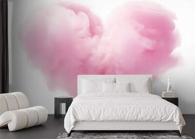 Pink cloud in the shape of a heart isolated on a transparent background. Wall mural