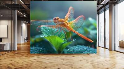 dragonfly in nature realistic photo  Wall mural