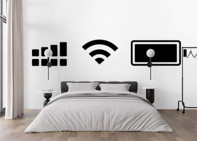 set wifi icon isolated on white background for phone. Phone bar status Icons, battery Icon, wifi signal strength. Vector for mobile phone. Vector illustration  Wall mural