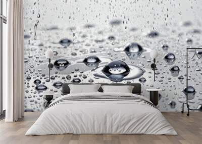 Water dripping on white background Wall mural