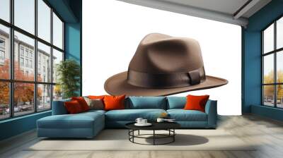 Fedora isolated on transparent background. Generative AI Wall mural