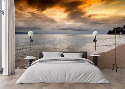 Nice sunset scene over sea, coloutful travel concept and tropica Wall mural