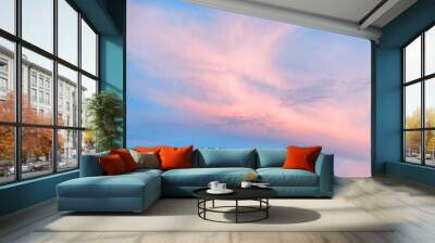 pink and blue sunset sky, pastel colour Wall mural