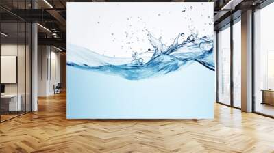  a blue wave of water with bubbles and bubbles on the top of the wave is a light blue background with a light blue bottom and bottom half of the water. Wall mural