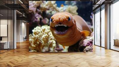   A close-up of a fish with an open mouth Wall mural