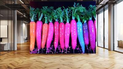   A colorful row of carrots adorned with sprinkles on top Wall mural