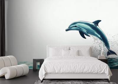   A dolphin leaping from water with its mouth wide open and head above surface Wall mural