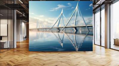  a large bridge spanning over a body of water with a sky background.  generative ai Wall mural