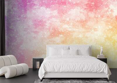   A multicolored background with plenty of white and pink dots scattered across the upper portion and the lower half of the image Wall mural