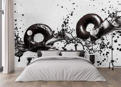   A photo of two donuts with sprinkles on top in black and white Wall mural