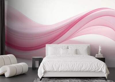  a pink wave of flowing fabric on a white background with a soft pink hue.  generative ai Wall mural