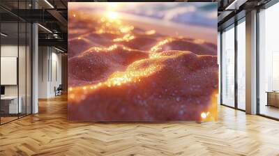  A tight shot of sandy dunes with sunlight piercing them, framing the vast blue seascape beyond Wall mural