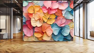  a wall of multicolored flowers is shown in this image.  generative ai Wall mural