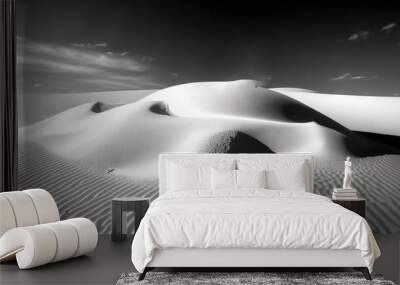  a white flag flying on top of a sand dune in the desert.  generative ai Wall mural