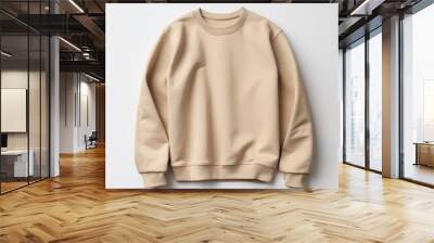  beige sweatshirt on a light background mock up Wall mural