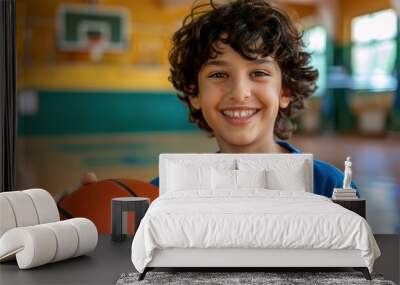 A Boy with Basketball Wall mural