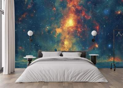 A lonely Man looks at space and the stars. Wall mural