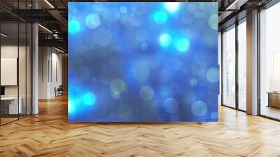 Abstract blue unterwater bubbles background texture with blue and turquoise lightening bokeh circles. Beautiful blue illustration. Space for design. Wall mural