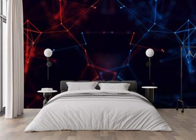 Abstract digital connection dots and lines. Technology background. Network connection structure. Plexus effect. 3d Wall mural