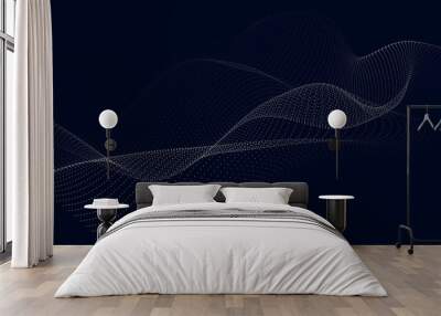 Abstract digital wave of particles. Futuristic point wave. Technology background vector. Vector illustration Wall mural