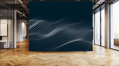 Abstract digital wave of particles. Futuristic point wave. Technology background vector. Vector illustration Wall mural