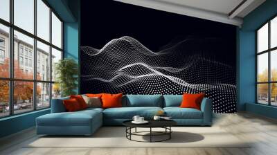 Abstract digital wave of particles. Futuristic point wave. Technology background vector. Vector illustration Wall mural