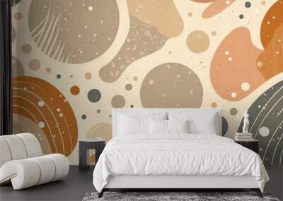 Abstract geometric pattern with organic shapes and soft earthy tones Wall mural