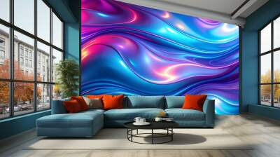 Abstract holographic gradient background, smooth transition from electric blue to neon pink, vibrant and futuristic Wall mural