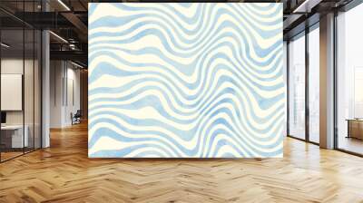 Abstract trendy wavy striped watercolor seamless pattern Wall mural