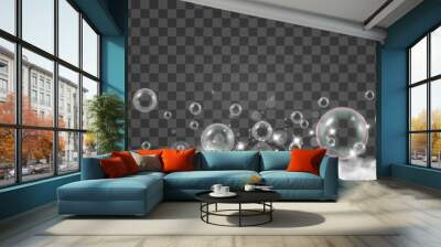 Air bubbles on a transparent background. Soap foam vector illustration.	

 Wall mural