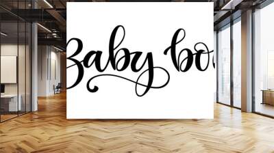 Baby boy logo quote. Baby shower hand drawn  modern brush calligraphy phrase. Simple vector text for cards, invintations, prints, posters, stikers.  Landscape design.  Wall mural