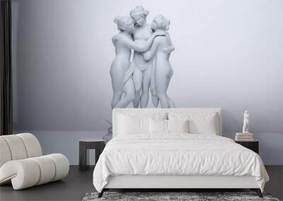 Three graces Antonio Canova on a white background Wall mural