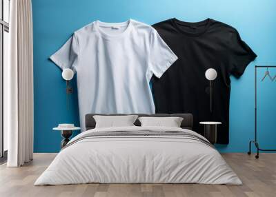 Black and white color two plain t-shirts, copy space Wall mural