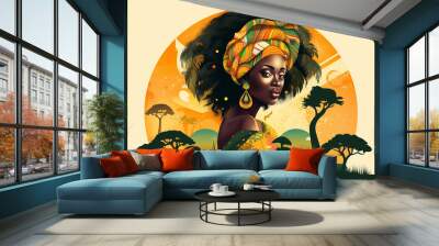 Black history month or woman's day celebration, Africa day concept Ethnic black woman	 Wall mural