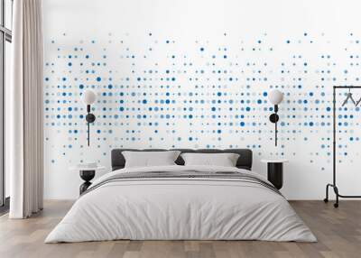 blue abstract background of dots. texture of random particles. chaotic ornament, mosaic. linear patt Wall mural