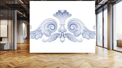 Architecture vector vignette. ?lassic baroque vintage building decoration. For arch, frame, facade, wall, cornice, balcony, door flower decor. 3d stone stucco white sculpture architecture design Wall mural