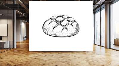 Vector illustration of hand draw wheat cereal bread. Sketched bakery concept. Black line art drawing, isolated on white background. Gluten food ingredient graphics. Engraving retro vintage icon Wall mural