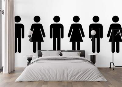 Chosen from a group of people. Group of people silhouette standing in row. Man and woman icon. Infected person. Vector illustration Wall mural